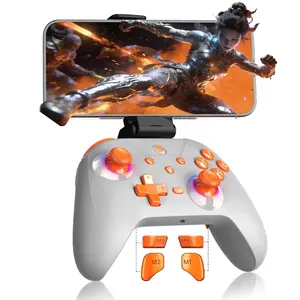 Gaming Controller, PC Controller for PC//P3/iOS/Android with 4 Programing Buttons, Hall Effect Trigger, RGB Lighting,1000mAh , Turbo, Dual Vibration, Screenshot, White