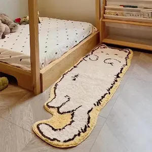 Kawayi Cat Long Carpet Funny Fluffy Bedside Floor Mat Washable Non-slip Mat Living Room Children's Room Bathroom Home Decoration