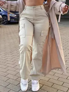 Women's Y2K High-Waisted Cargo Jeans, Hip-Hop Style Streetwear Loose Fit Denim Workwear, Perfect for Fall & Winter, Casual Long Pants