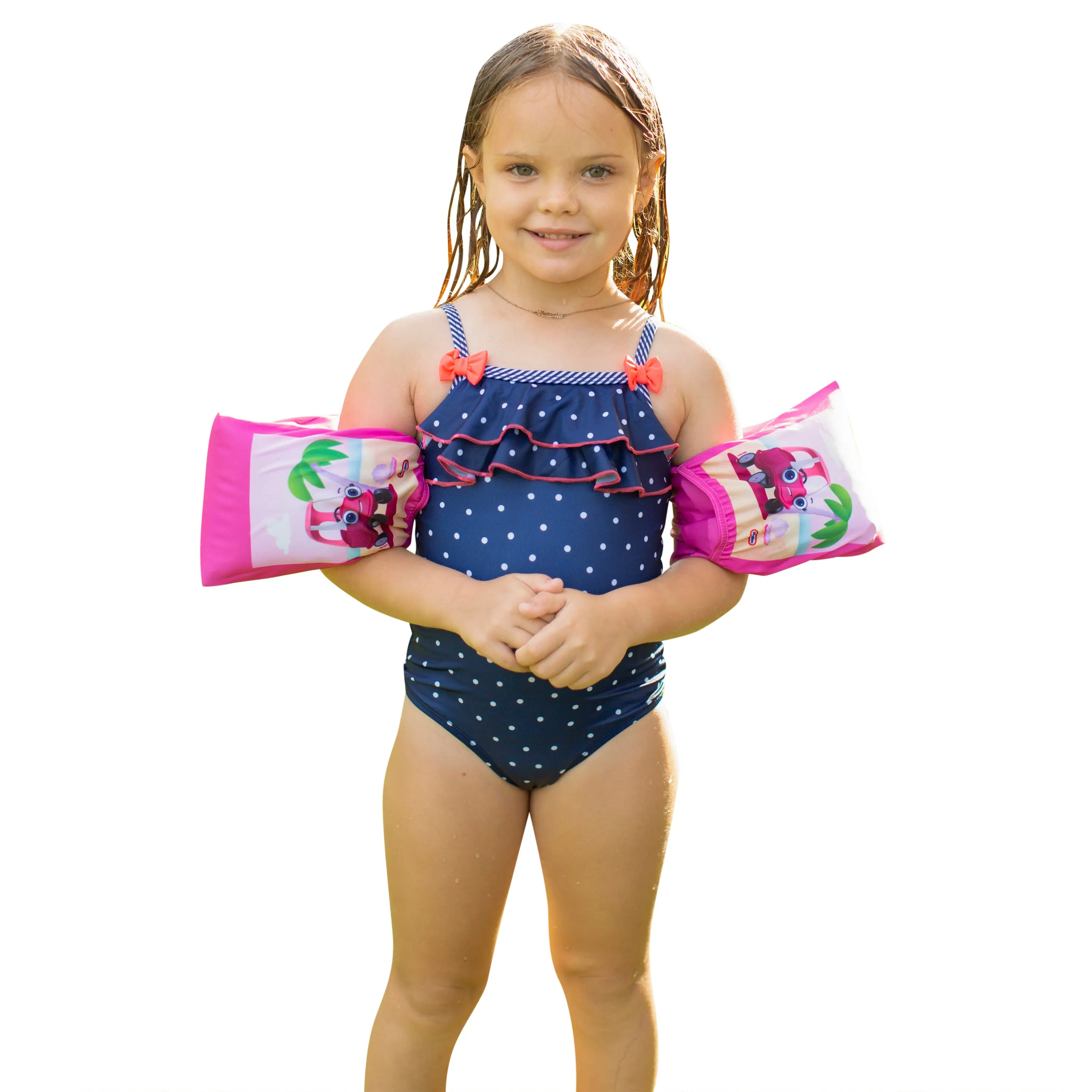 Little Tikes Fabric Cover Arm Floaties - Beach Pink, Car Themed Accessories, Fun Pool Floats, Inflatables for 4-6 Yrs Kids, Water Play Toy