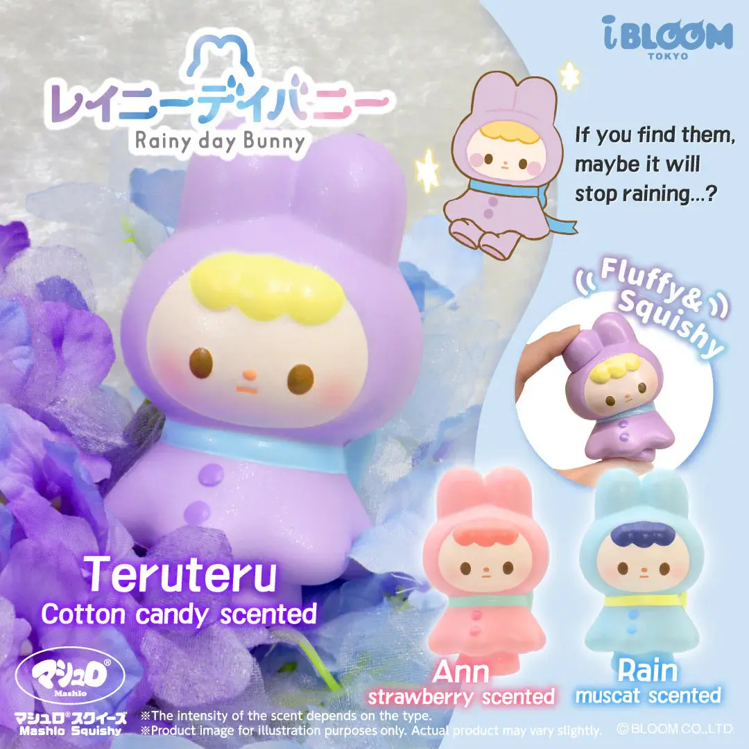 iBloom Squishy Rainy Day Bunny Kawaii Soft Scented Slow Rising Stress Relief