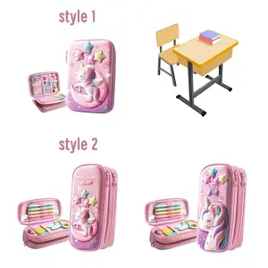 3D Cartoon Cute Waterproof Pen Box, Large Capacity Multi-Layer Stationery Storage, Office Supplies, School, Valentine's Day Gift