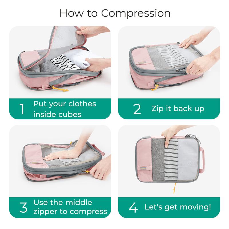 BAGSMART Compression Packing Cubes for Suitcases - 6 Set Travel Organizer Polyester Cubes for Luggage Organization TikTokShopHolidayHaul
