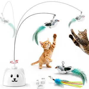 CATPICK Interactive Cat Toys for Indoor Cats Automatic Electric Flying Bird Feather Wand Toy with Automatic Function and Electric Flying Bird for Continuous Entertainment