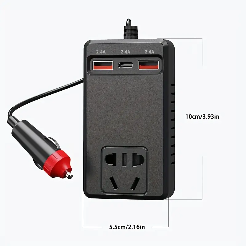 Car Inverter 12V 24V 150W Power Inverter Fast Charging Adapter 2 USB Ports Port Universal AC Power Socket Compatible With Cars Trucks RVs SUVs Smart Rapid Charging Vehicle Power Transformer Charger Essential Car Electronics Car Gadgets Type C Rechargeable