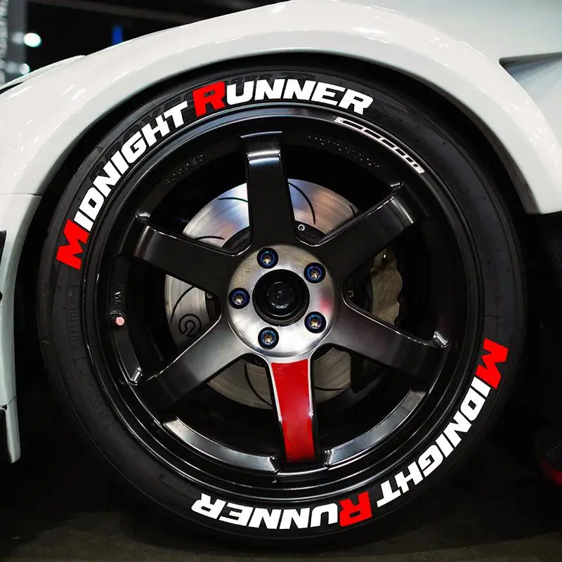 Letter Pattern Car Tire Decoration Sticker, PVC Waterproof Car Tire Decal for 4 Tires, Universal No Glue MIDNIGHT RUNNER Sticker