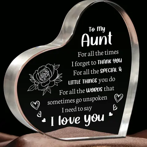 Gifts To My Aunt, Aunt Gifts from Niece I Love You Auntie Acrylic Heart, Best Aunt Ever Gifts, Mother's Day Christmas Birthday Gifts for Aunt, Best Auntie Plaque from Nephew