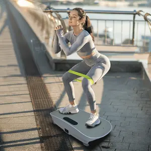 tummy exercise equipment Silent Vibration Platform Crazy Fitness Massage 10-Frequency Weight Loss & Fat Burner Body Shaking Machine For Unisex Grey Workout Equipment Home Gym Equipment