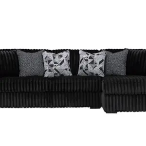 Midnight Madness 2 Piece Right Chaise Sectional with Decorative Pillows and Classic Design