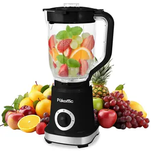 PUKOMC This professional 500W blender features a 1.8L stainless steel jar and a powerful 4-blade system. It offers 3 speeds to effortlessly crush ice and create smoothies. lemon