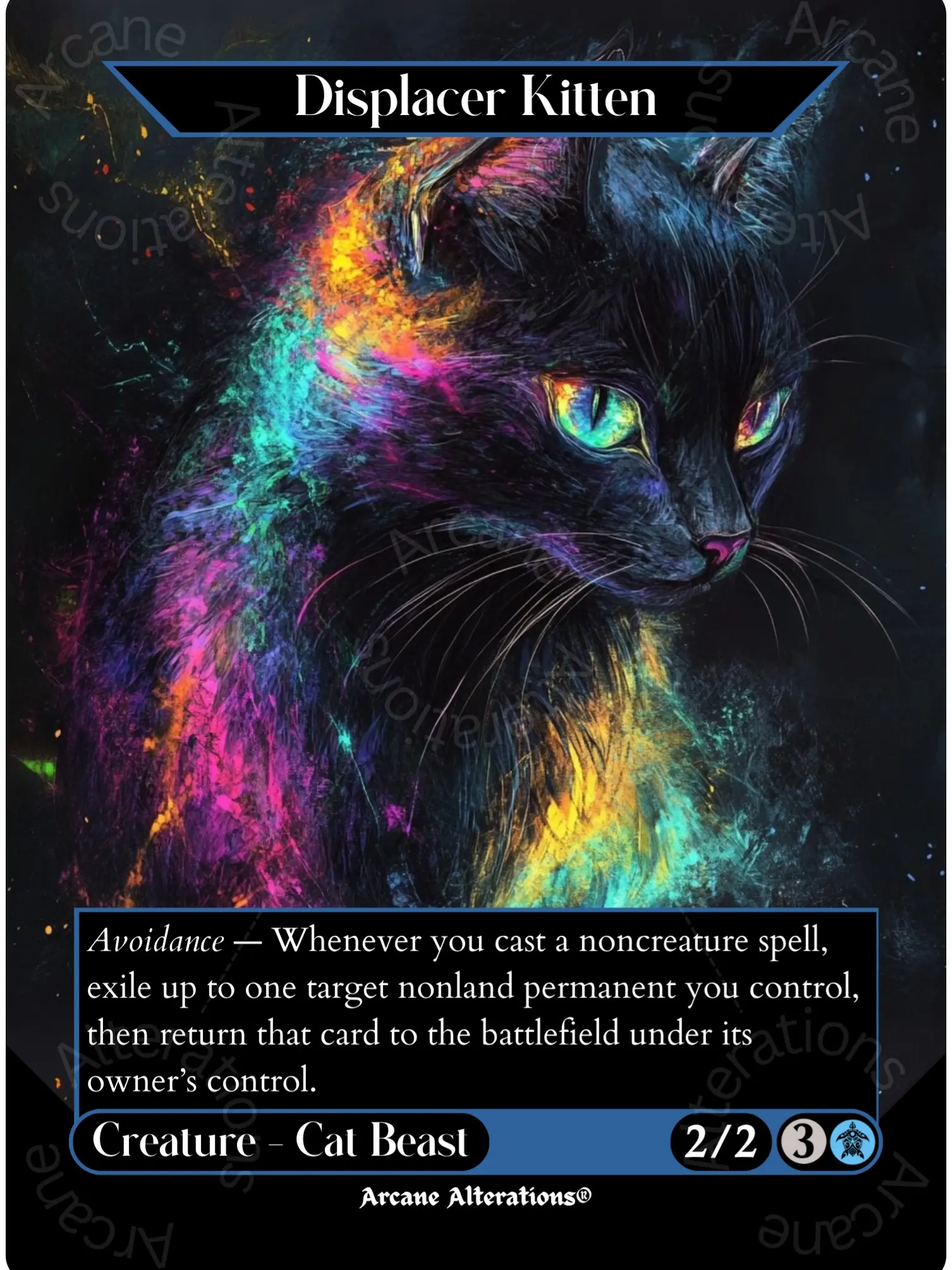 Displacer Kitten - Full Art Altered Art Custom Proxy Card