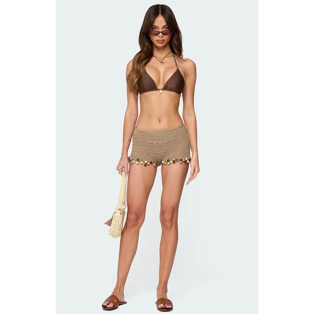 Edikted Women's Kairi Bead Crochet Shorts