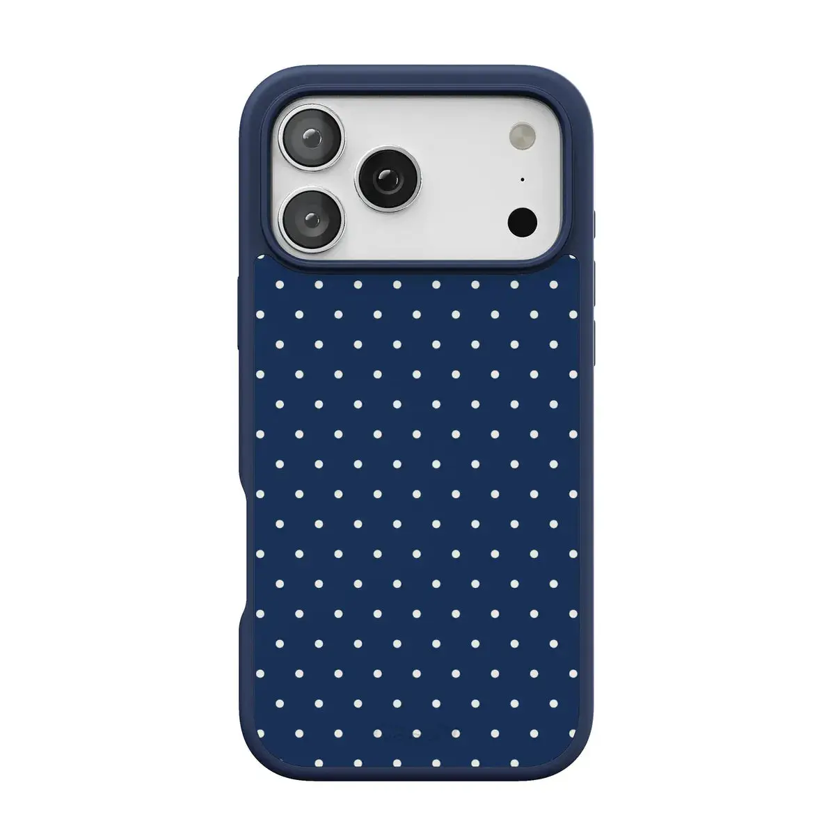 Casely iPhone 17 Pro Max Case | On the Dot | Navy Polka Dot | Align Soft-Touch Flexible Bumper Case | Compatible with MagSafe