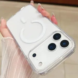 Transparent phone case For Magsafe Magnetic Wireless Charging Case For iPhone 17 16 15 14 13 12 11 Pro Max Plus Air/Acrylic Cover