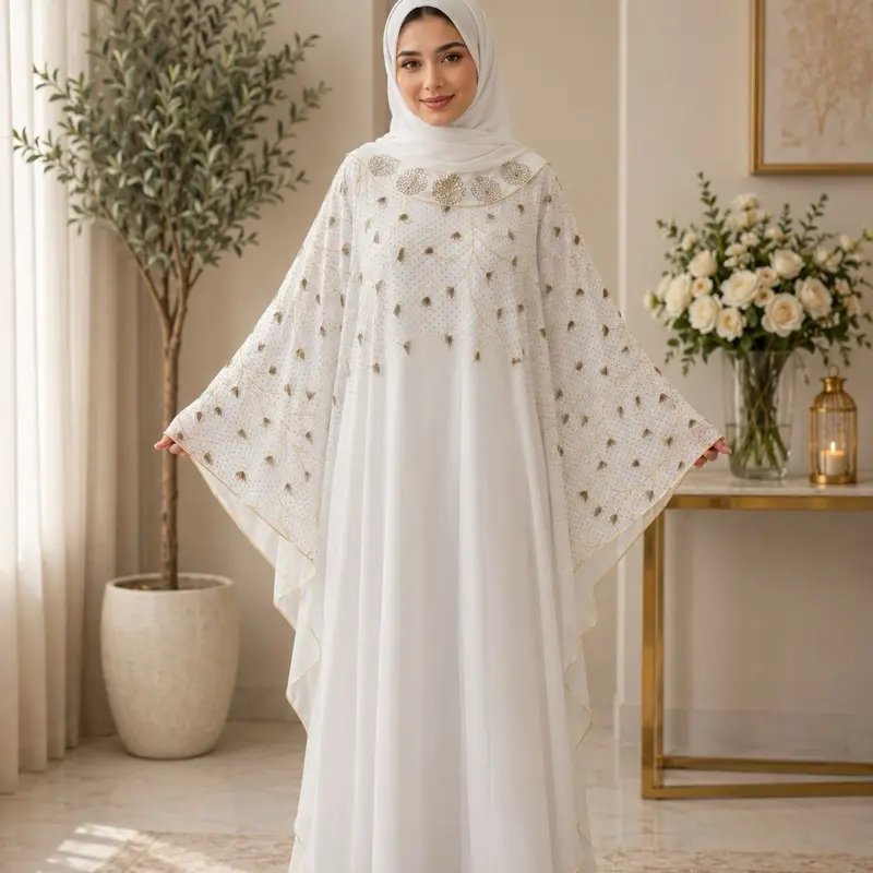 #21 Dubai Luxury 1-Piece Butterfly Style Muslim Abaya, Casual Conservative Modest Fashion Inspo Islamic Clothing, Butterfly Style Abaya, Casual Abayas