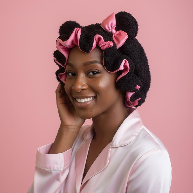 Luxury Teddy Bonnet Black and Pink