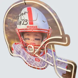 Personalized Custom UV Printed Photo Acrylic Football Helmet Neon Sign LED Lit Sports Wall Decor for Athletes Bright Lighting Unforgettable Gift