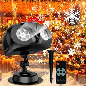 Double Head Christmas Outdoor Snowflake Projection Lamp, Ip65 Waterproof, 270° Rotation, Large Projection, Ideal for Yard, House, Indoor Decor