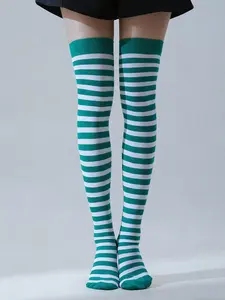 Multicolor Striped Over-The-Knee Socks, Stylish and Comfortable Footwear, Perfect for Daily Wear, Available in Various Colors