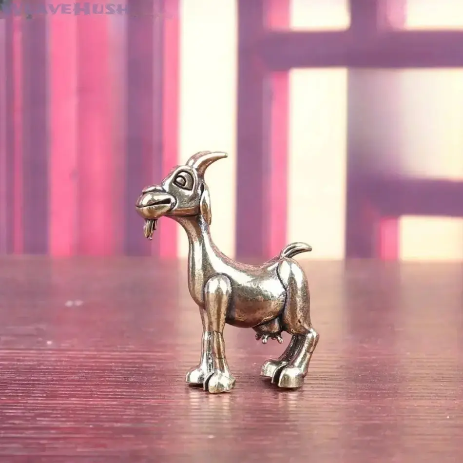 Brass Goat Figurine, Vintage Miniature Animal Sculpture for Classic Home and Office Desk Decor Accent Piece, Figurines & Miniatures