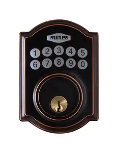 Faultless 5002081 Aged Bronze Metal Electronic Deadbolt with Residential Auto Lock Adjustable Delay