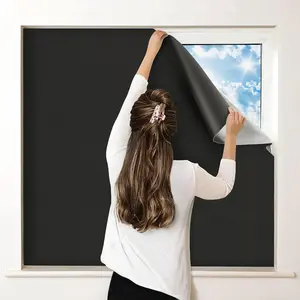 100% Blackout Curtains for Bedroom, Portable DIY Window Blinds, No Drill Window Shades with Stickers & Tabs for Travel, Dorm Room, Media Room (118" x 57")