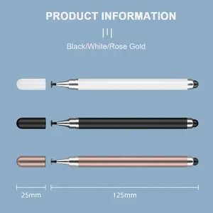 Universal Stylus Pen 2in1 for Tablet Mobile Android iOS Phone iPad Capacitive Screen Touch Drawing Pen Black White Rose Gold