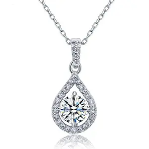 1 Carat Pear Shape Silver Necklace