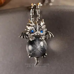 Cute Dragon During Retro Exquisite Couple Sterling Silver Necklace During Party Fashion July, Daily Clothing Decoration