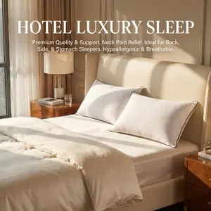 A pair of luxury hotel-style white pillows with black edges, soft and breathable, suitable for all sleeping positions