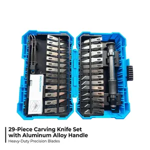 29PCS Professional Precision Carving Knife Set with Aluminum Alloy Handle, Multi-Use Hobby Craft Kit for Wood Carving, Leather Craft, Paper Art, Fruit Carving, Stamp Making & DIY Projects