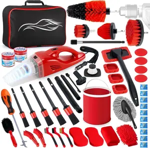 55 count  Detailing Kit Interior Cleaner with High Power Handheld Vacuum,  Detailing Brush Set,  Cleaning Kit, Drill Brush Set,  Cleaning Tools Brushes for Interior, Exterior, Wheels