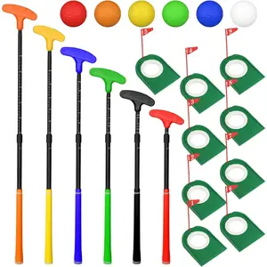 21 Pcs Adjustable Golf Putter Set, 6 Two-Way Mini Golf Putters for Right & Left Handed, 6 Colored Practice Balls, 9 Pcs Plastic Hole Training Aid for Men Women Indoor Outdoor Backyard Golf Practice