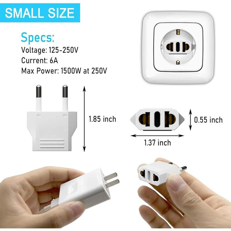 European Plug Adapter, 8 Pack US to Europe Plug Adapter, European Travel Type C Plug Adapter, 220V to 110V Adapter Plug America to Europe, Travel Adapter Europe Power Converter