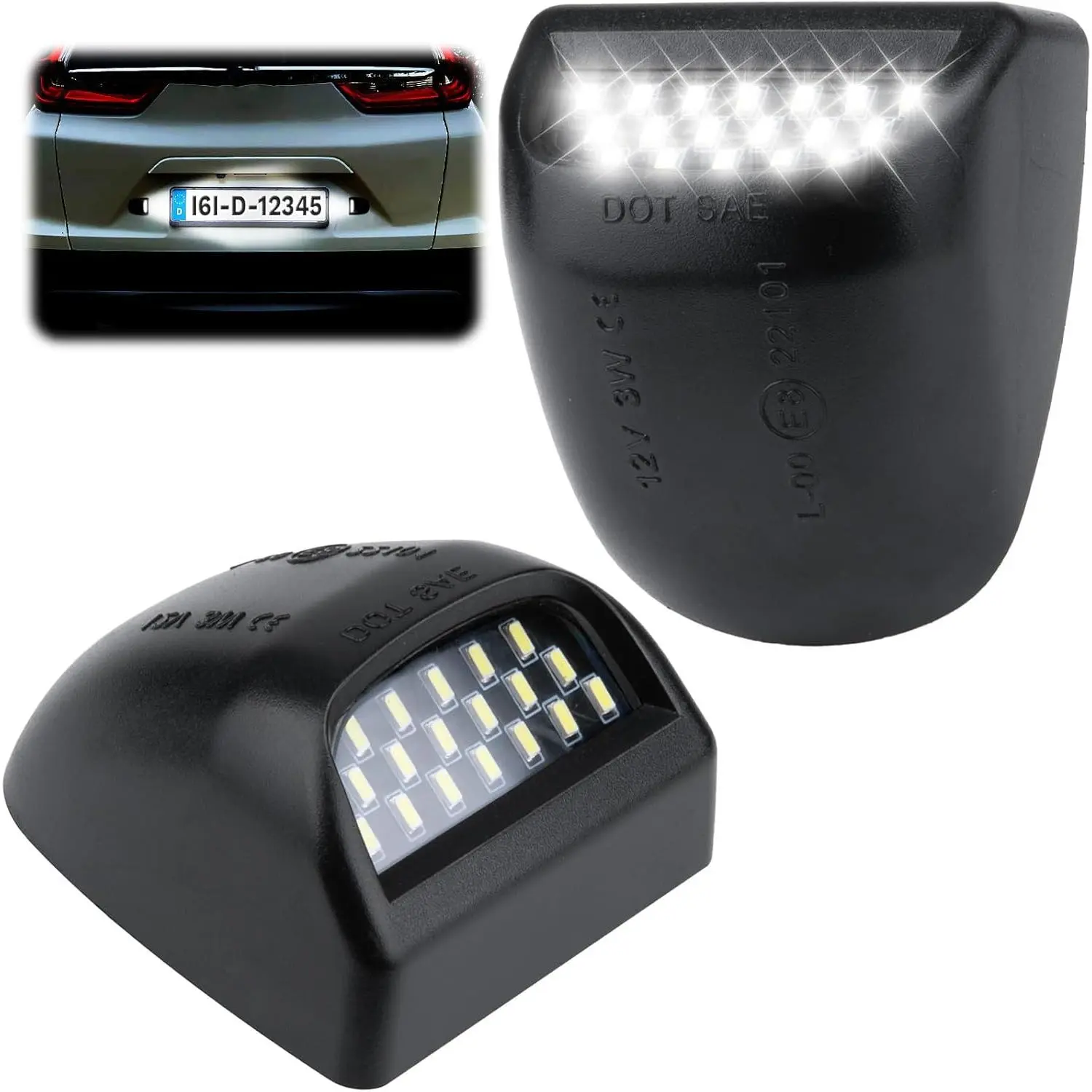 2 PCS License Plate Light, Full LED Tag Lights, 6500K White Lamp Assembly Replacement, Compatible for Chevy Silverado 1500 2500 3500 Suburban Tahoe GMC Sierra Yukon XL for Escalade