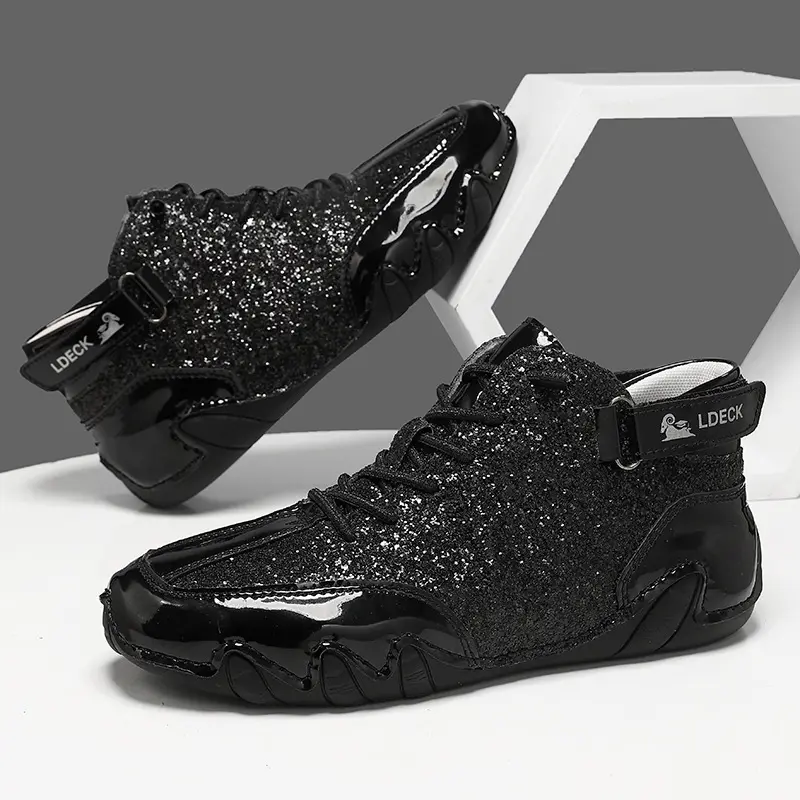 Gold High Top Sneakers for Men and Women - Glitter Patent  display picture 3