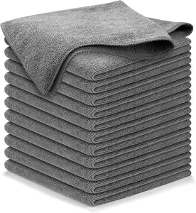 12 Pack Premium Microfiber Cleaning Cloth, Microfiber Towels for Cars, Lint Free, Highly Absorbent and Reusable Cleaning Rags for Car, 12"X12", Gray