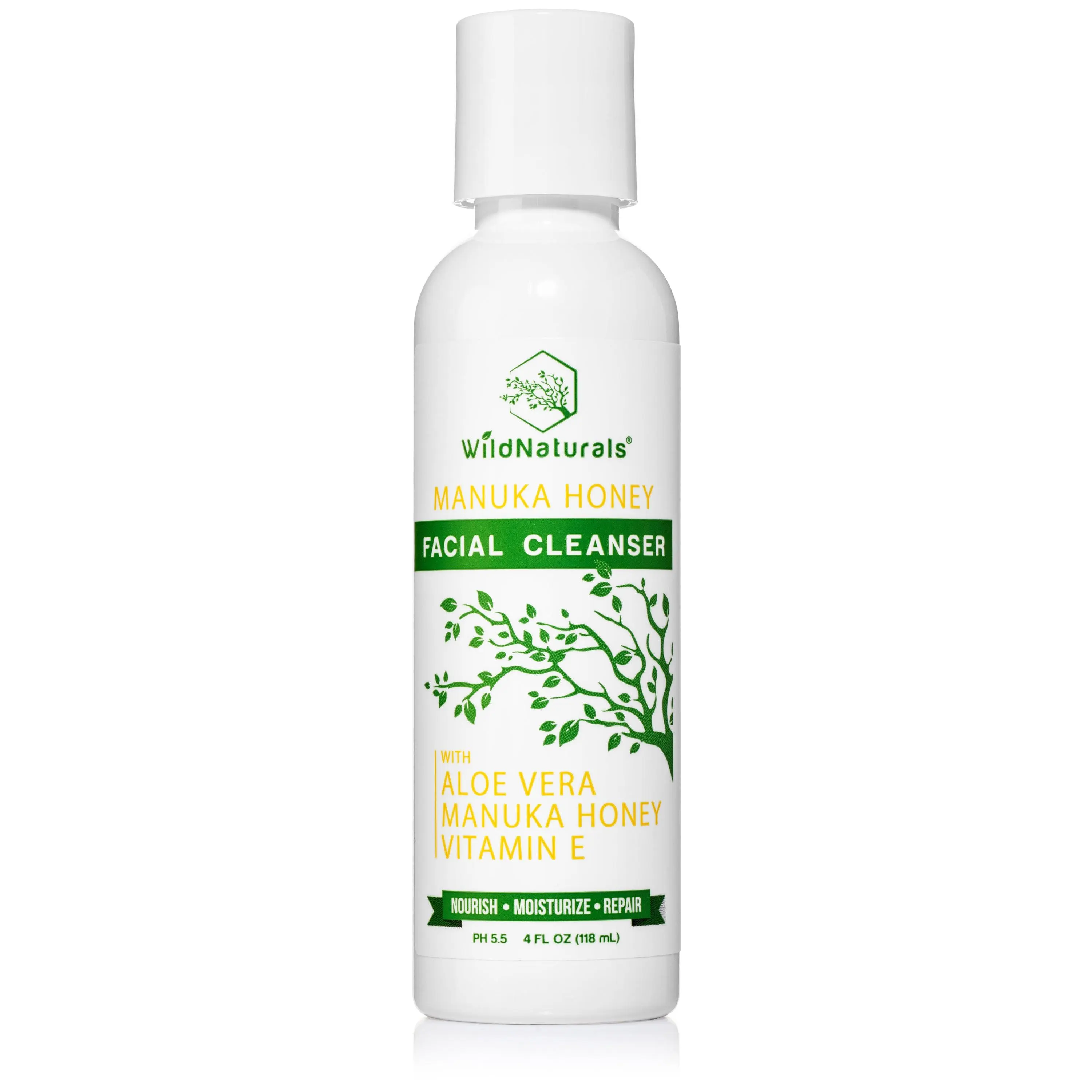 Wild Naturals Gentle Manuka Honey Face Wash with Aloe Vera Calms Redness & Irritation pH-Balanced Moisturizing Cleanser for Sensitive Skin 4 FL OZ Soap Cleansing