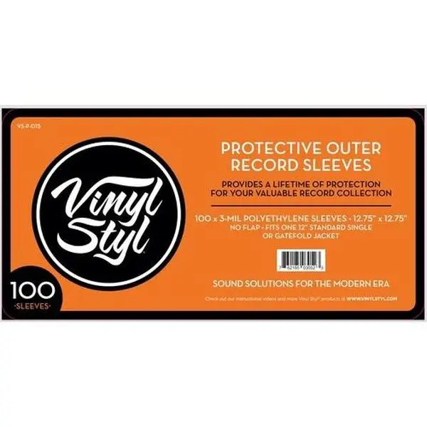Vinyl Styl® VS-P-015 12 Inch Vinyl Record Outer Sleeve Polyethylene - 100 Count (Clear)  [BAGS / SLEEVES] Audiophile