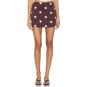 MORE TO COME Chardae Mini Skirt in Plum & Pink Dot