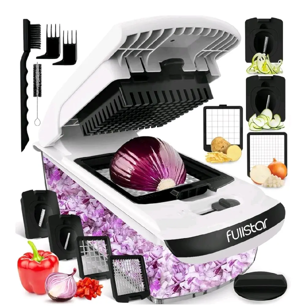 Fullstar The Original Pro Chopper - Vegetable Chopper and Spiralizer, Food Chopper with Container, Fruit Slicer, Kitchen Gadgets & Accessories, Home Essentials (4 in 1, White)