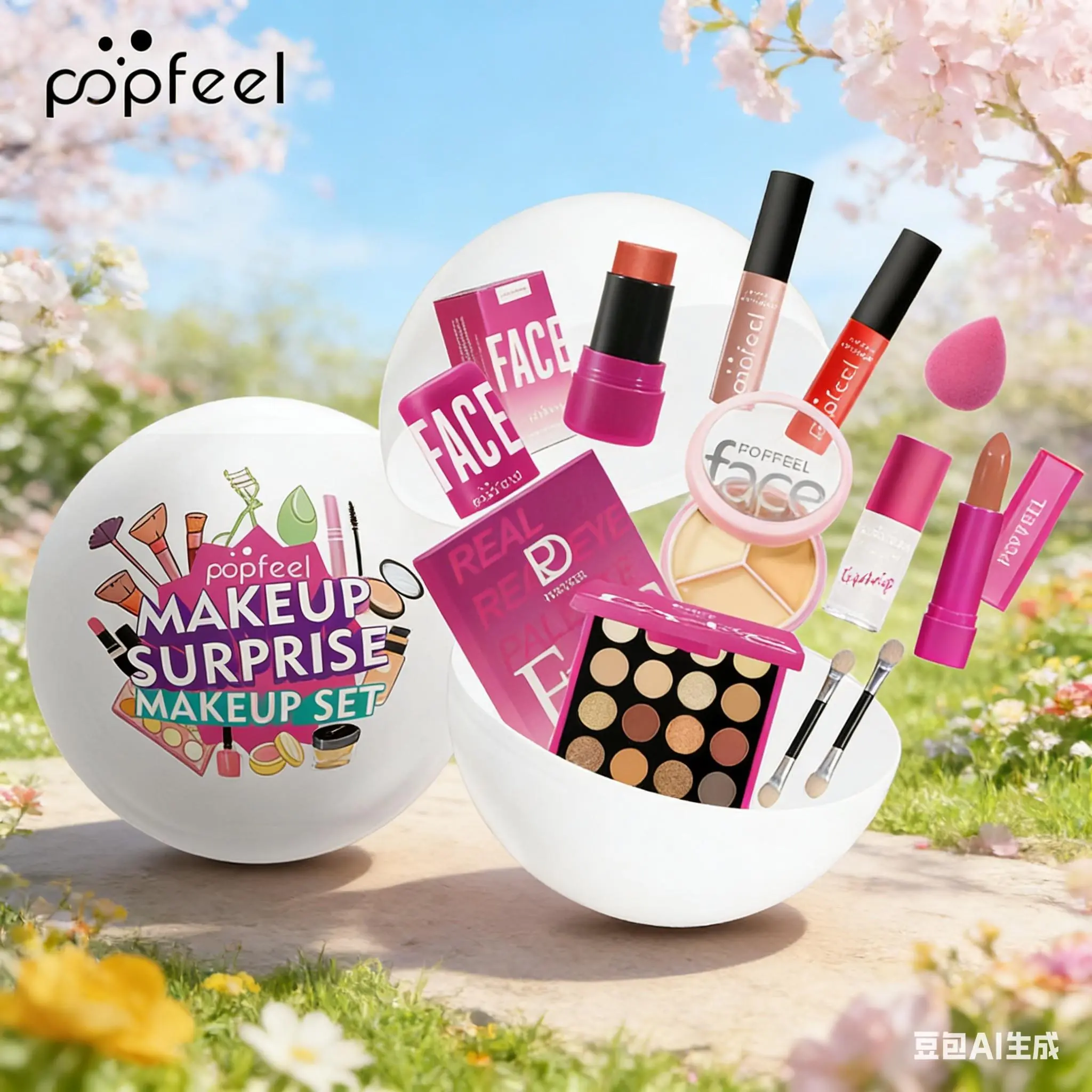 Popfeel Surprise Makeup Set, Makeup Kit, Cosmetics Kits, Basic Beauty Essentials, Easy to Use Gift for Beginners, Multi-Function Cosmetic Balm, Makeup Gift Sets