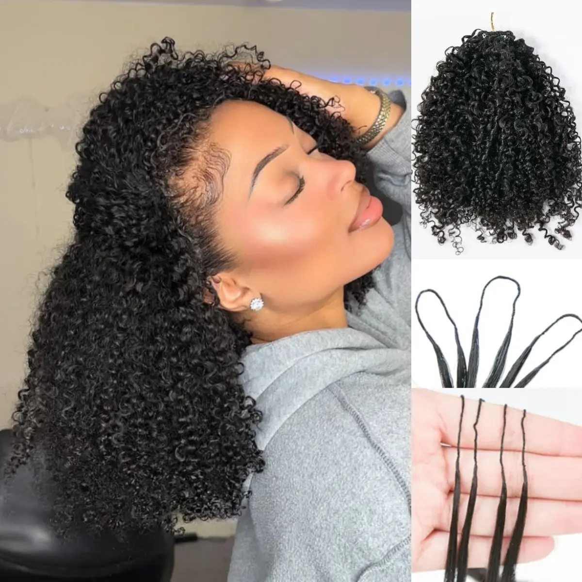 Feather Crochet Hair Extensions Afro Kinky Curly Pre Looped Crochet Human Hair Curly For Black Women Pre Separated Knotless Crochet Hair