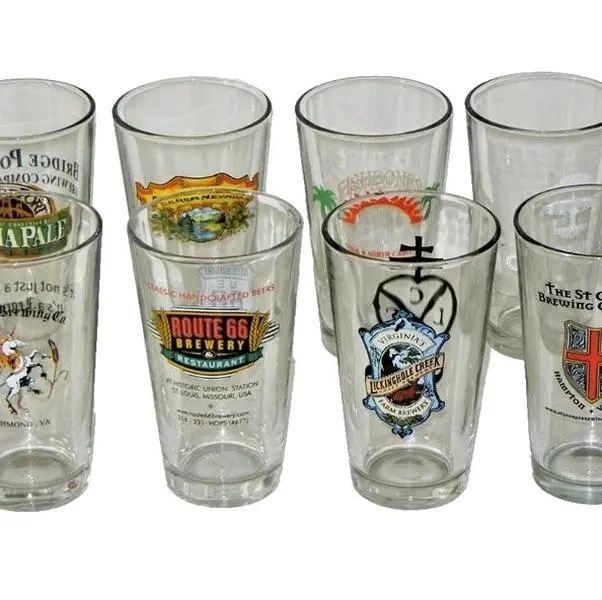 Brand New Random Beer Pint Glass Set Of 2 With Bottle Opener