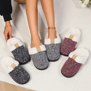 Women's Indoor Bedroom Slipper with Memory Foam, Gift for Women Men Wool-Like House Shoe with Anti-Skid Rubber Sole for Ladies