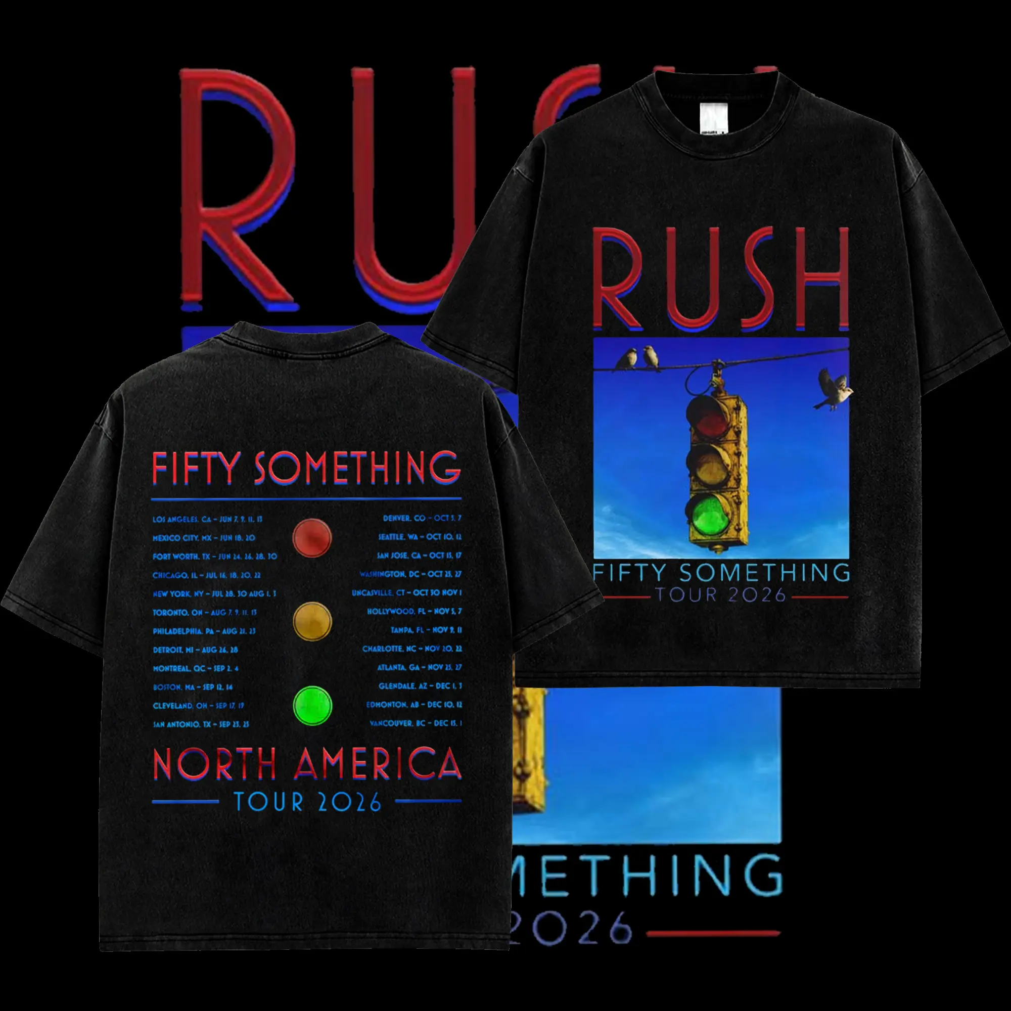 [MetalStyle] Rush Band Fifty Something Tour 2026 Merch Stoplight Retro Unisex 100% Heavyweight Cotton T-Shirt – Rush Band World Tour 2026 100% Heavyweight Cotton, Classic Rock Cotton Tee, Rock Band Shirt, Gift for Rock Fans