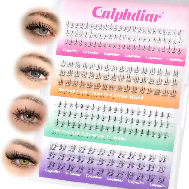 Bottom Lashes Natural Bottom Lash Clusters 4 Styles Lower Eyelash Extension Individual Lashes 216pcs Clear Thin Band Bottom Eyelashes Clusters DIY Lower Lashes Extensions by calphdiar