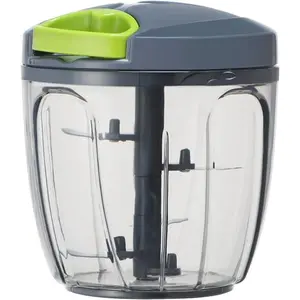 Ourokhome Manual Food Processor Vegetable Chopper, Portable Hand Pull String Garlic Mincer Onion Cutter for Veggies, Ginger, Fruits, Nuts, Herbs, etc., 900ml, Grey