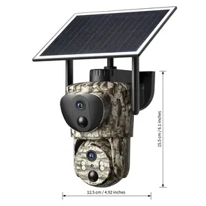 Dual Lens Linkage 4G LTE Cellular Trail Cameras DC24S-Solar Powered Surveillance, 360° Pan Tilt,2K Live View, No WiFi, Cellular Data Replenishment Required