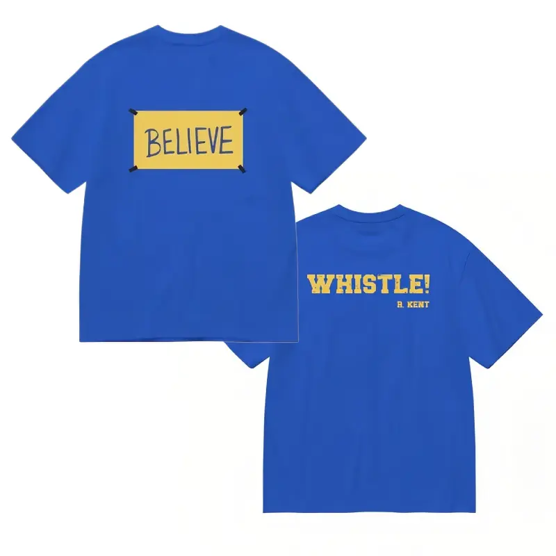 Ted Lasso T-Shirts, Believe Whistle T-Shirt Sport Motivation Shirt Ted Shirt with Backprint